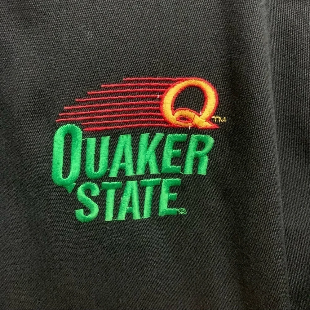 Vintage 1995 Ashley Sewn Products Quaker State Racing Green & Black Jacket XXL‎